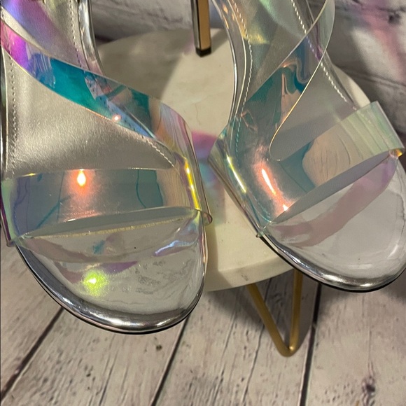 Nine West Holographic Strappy Heels Sz 7.5 - Picture 7 of 8